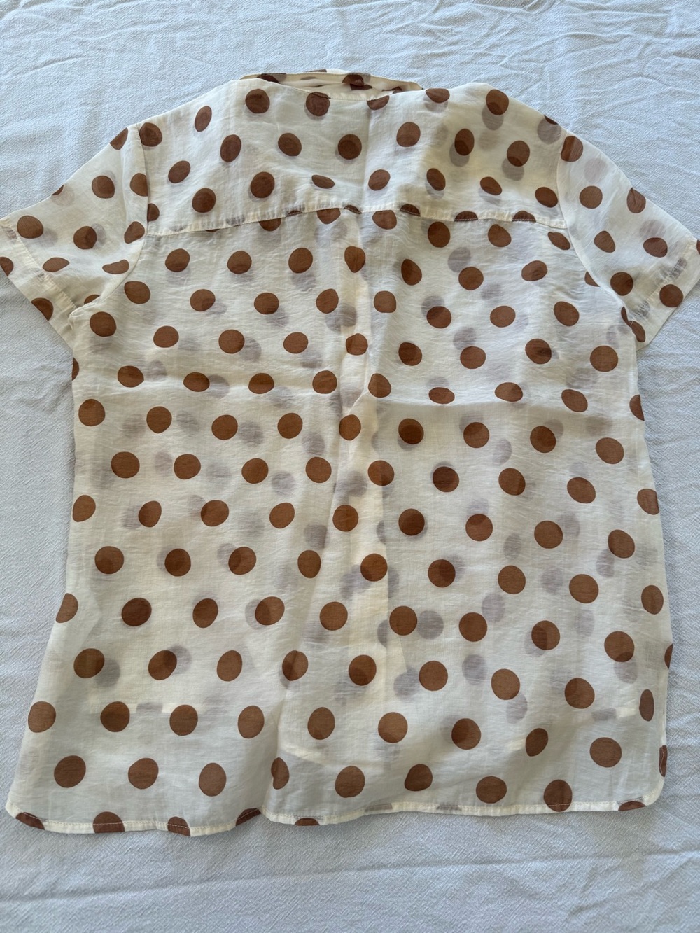 Cabi Spectator Shirt #6305 Brown/Tan Polka Dot Collared Button Down Blouse [S] - Picture 2 of 4